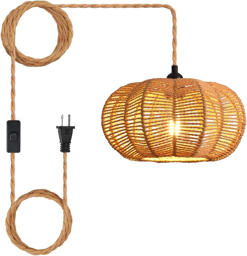 SHIWEIDA Industrial 15ft Pendant Light Cord -Plug in Hanging Light Fixture, 15FT Farmhouse Pendant Lamp Lights with Switch Cord for Kitchen Island Bedroom Living Room - Image 1
